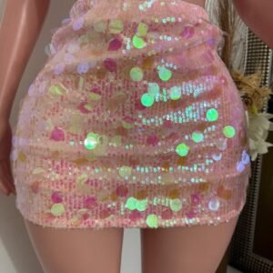 SEQUIN SKIRT ROSE